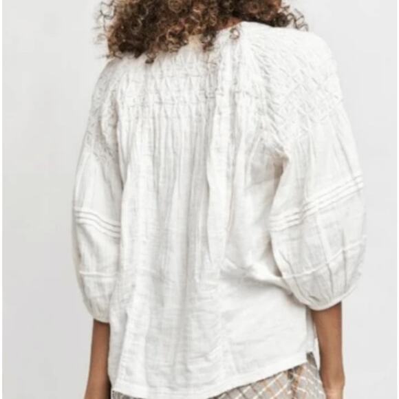 Free People We the Free Secret Falls Smock Top Cotton Ivory Size M Cottagecore - Picture 3 of 13